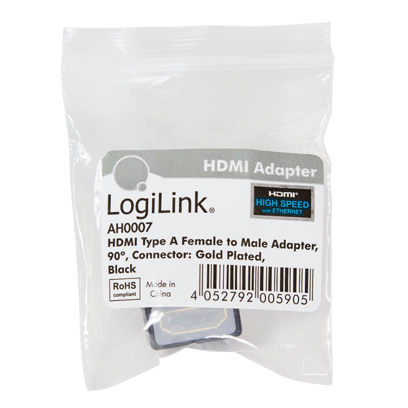 HDMI-Adapter, A/M zu A/F (90°), kurz, 4K/30 Hz, schwarz