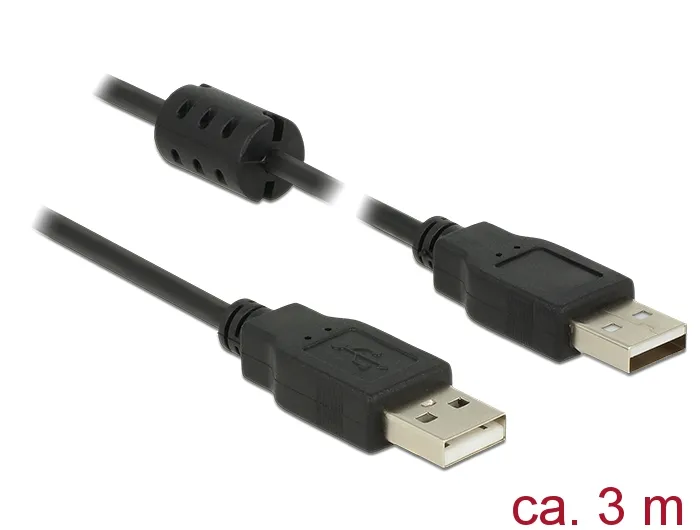 USB Kabel 2.0 Typ-A Stecker an USB 2.0 Typ-A Stecker, schwarz, 3,0m, Delock® [84892]