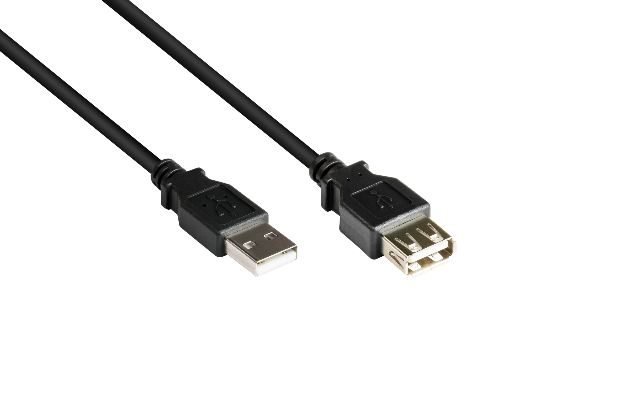 Verlängerungskabel USB 2.0 Stecker A an Buchse A, schwarz, 0,3m, Good Connections®