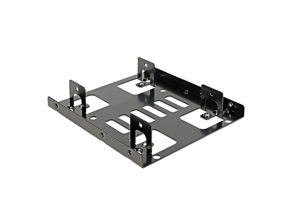 Festplatten Einbaurahmen, 2x 2,5" HDD auf 3,5", Metall, Delo