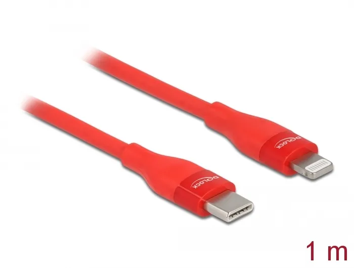 Daten- und Ladekabel USB Type-C™ zu Lightning™ für iPhone™, iPad™ und iPod™ rot 1 m MFi, Delock® [86