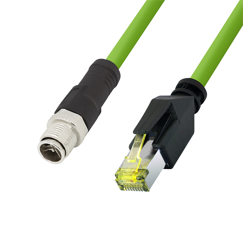 M12 CAT6A Industrial Patchkabel, PUR, M12 X-kodiert auf RJ45, 20 m