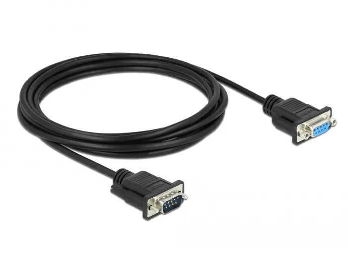 Seriell Kabel RS-232 D-Sub9 Stecker zu Buchse mit schmalem Steckergehäuse 3 m, Delock® [86603]