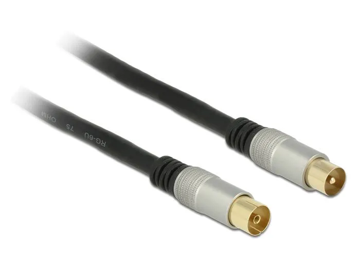 Antennenkabel, IEC-Stecker an IEC-Buchse RG-6/U, Vierfachschirmung, Premium, schwarz, 3m, Delock® [8
