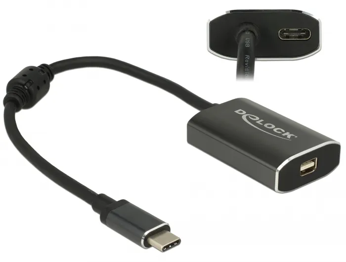 Adapter USB Type-C™ Stecker an mini Displayport Buchse (DP Alt Mode) 4K 60 Hz mit PD Funktion, Deloc