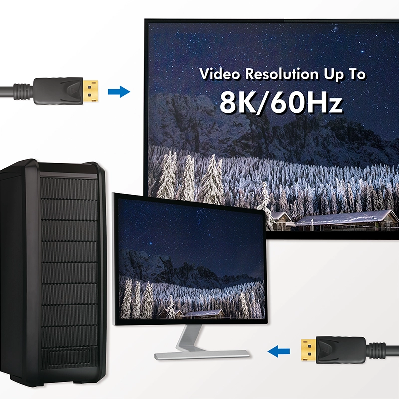 DisplayPort-Kabel, DP/M zu DP/M, 8K/60 Hz, schwarz, 5 m