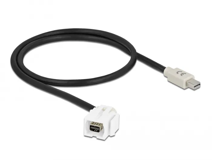 Keystone Modul mini DisplayPort Buchse 110° > mini DisplayPort Stecker mit Kabel weiß, Delock® [8686