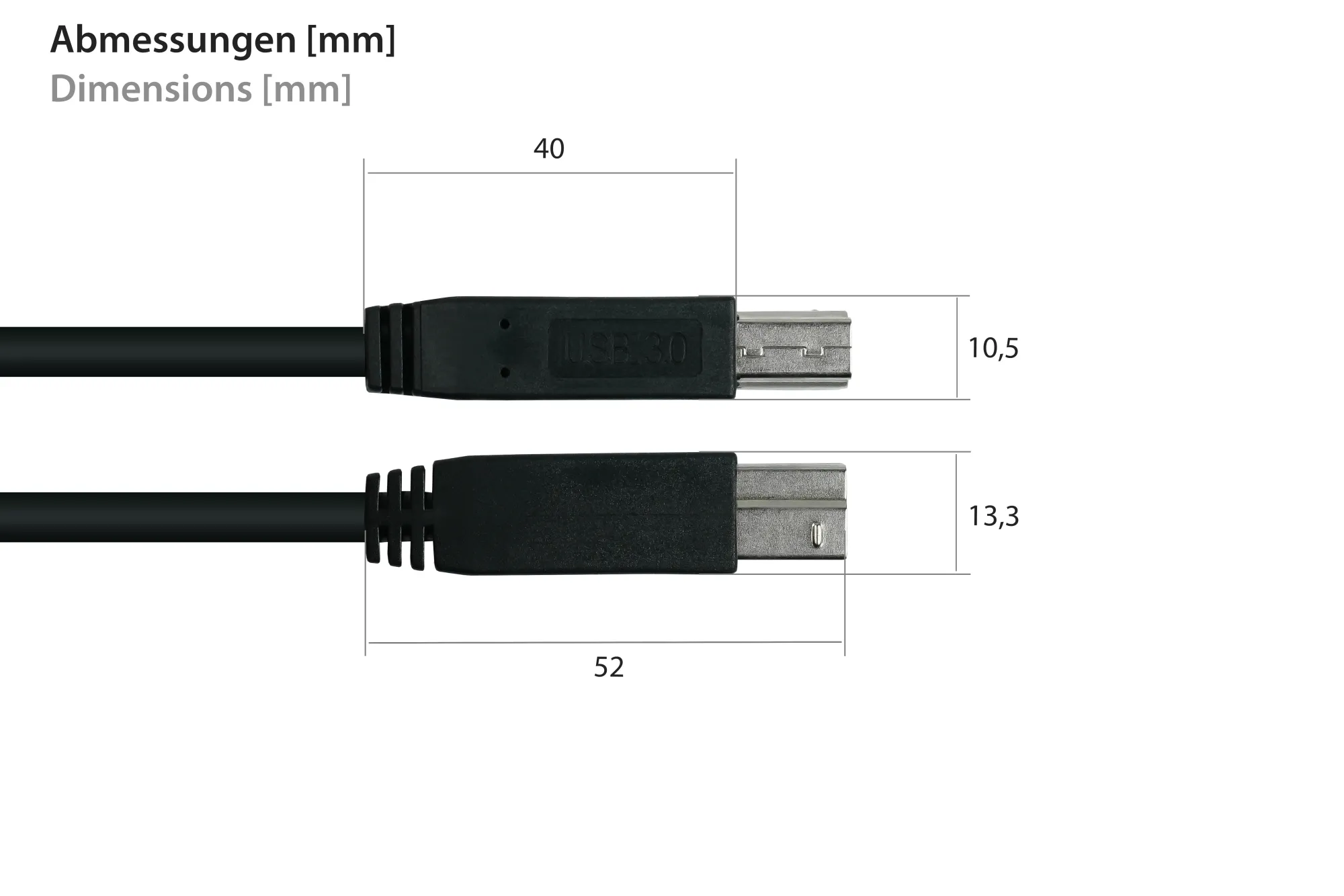 kabelmeister® Anschlusskabel USB 3.0 Stecker A an Stecker B, Premium, DATA AWG28 / Power AWG24, UL,