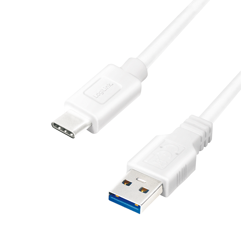 USB 3.2 Gen1 Type-C Kabel, C/M zu USB-A/M, weiß, 2 m