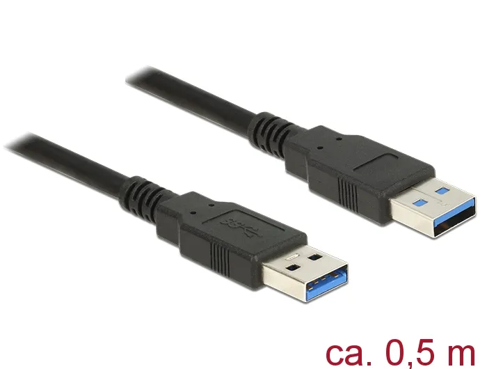 Kabel USB 3.0 Typ-A Stecker an USB 3.0 Typ-A Stecker, schwarz, 0,5m, Delock® [85059]