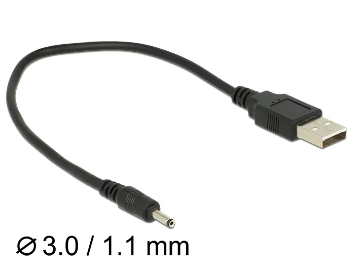 Kabel USB Typ-A Stecker Power an DC 3,0 x 1,1 mm Stecker 27 cm, Delock® [83793]