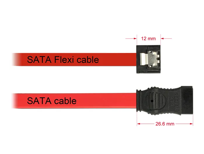 Kabel SATA FLEXI 6 Gb/s 20 cm rot Metall, Delock® [83833]