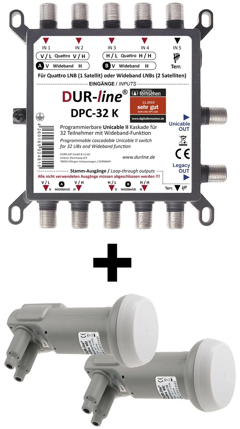 DUR-line DPC-32 K + 2 LNB - Einkabel Set
