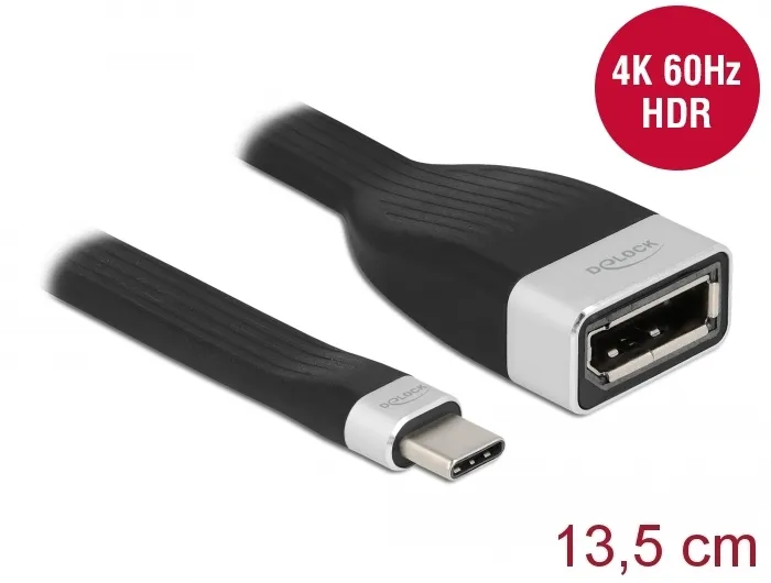 FPC Flachbandkabel USB Type-C™ zu DisplayPort (DP Alt Mode) 4K 60 Hz 13,5 cm, Delock® [86731]