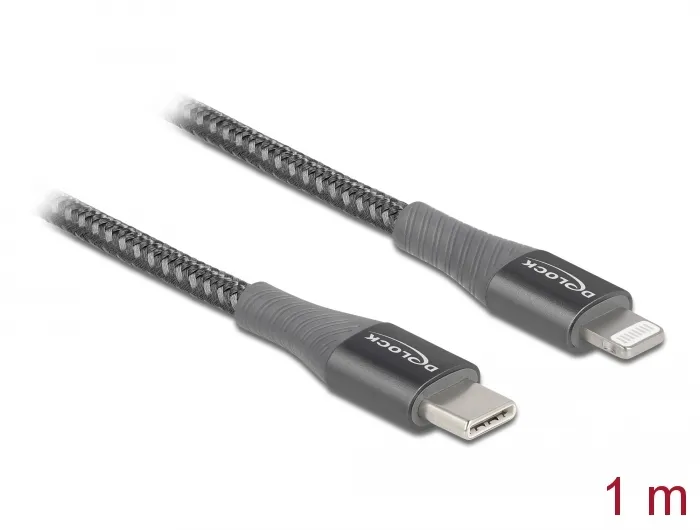 Daten- und Ladekabel USB Type-C™ zu Lightning™ für iPhone™, iPad™ und iPod™ grau 1 m MFi, Delock® [8