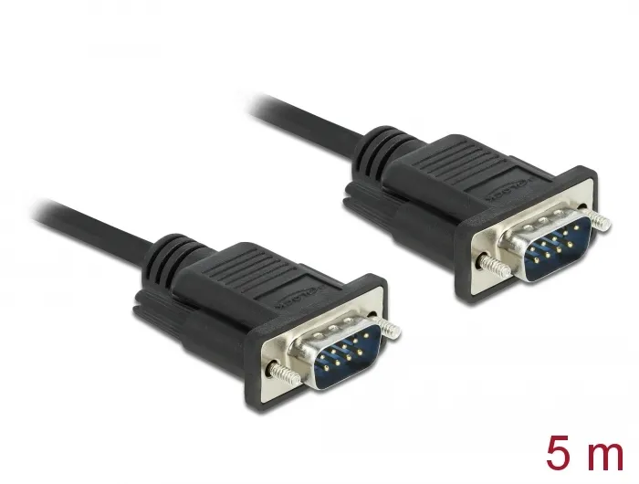 Seriell Kabel RS-232 D-Sub9 Stecker zu Stecker mit schmalem Steckergehäuse 5 m, Delock® [86576]