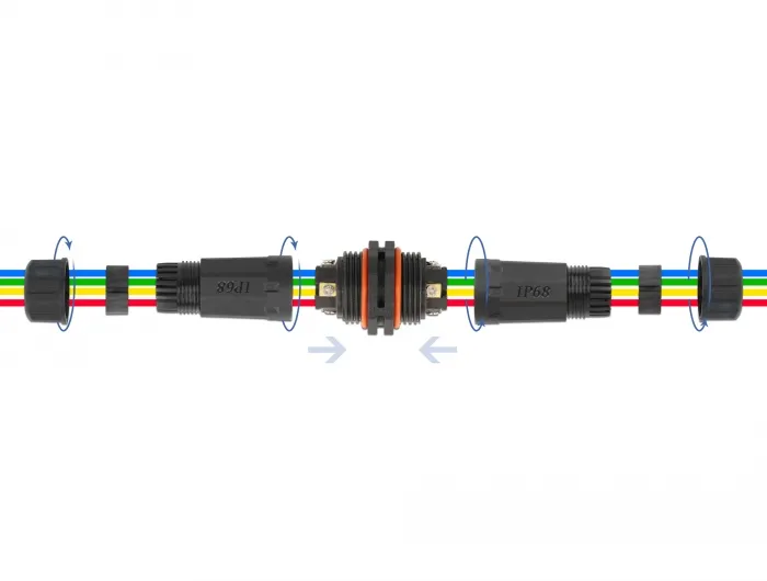 Kabelverbinder für Außenbereich 4 Pin, IP68 wasserdicht, schraubbar, Kabeldurchmesser 4,5 - 7,5 mm s