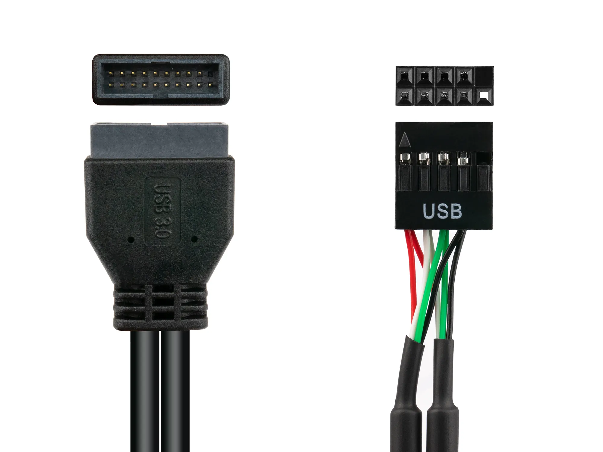 Adapter intern USB 3.0 Pin-Header Stecker an USB 2.0 Pin-Header Buchse, schwarz, 0,6m, Good Connecti