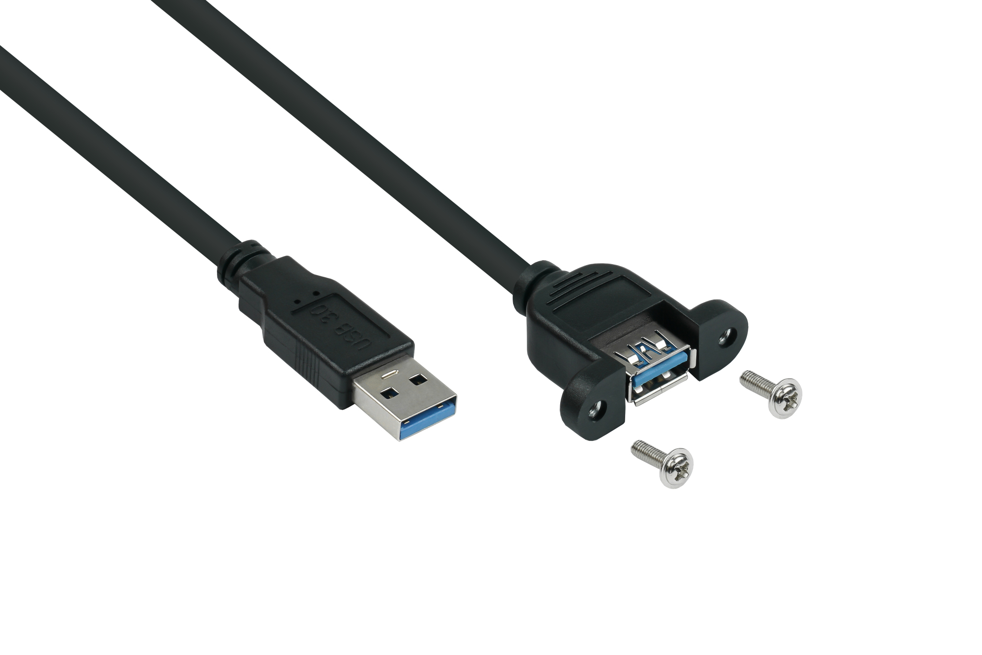 kabelmeister® Einbau-Verlängerungskabel USB 3.0 Stecker A an