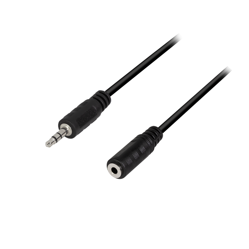 Audio-Kabel, 3,5 mm 3-Pin/M zu 3,5 mm 3-Pin/F, schwarz, 5 m