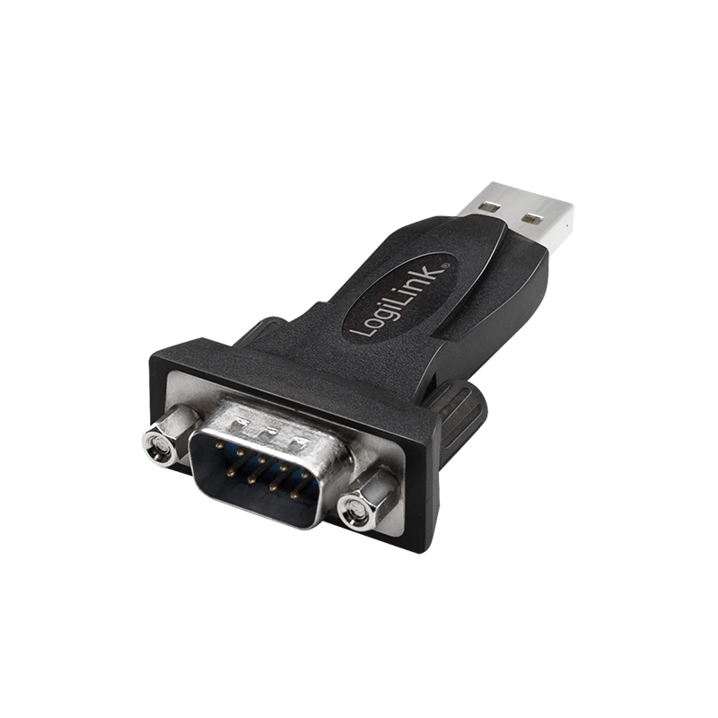 USB 2.0-Adapter, USB-A/M zu DB9/M (RS232), Win 11, schwarz