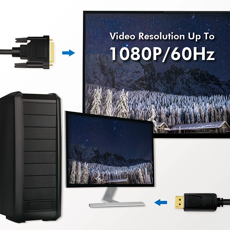 DisplayPort-Kabel, DP/M zu DVI/M, 1080p, schwarz, 1 m