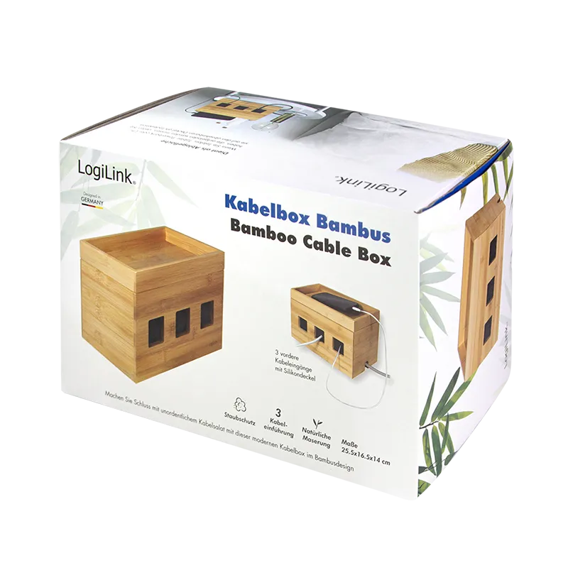 Kabelbox, 255x140x165 mm, Bambus
