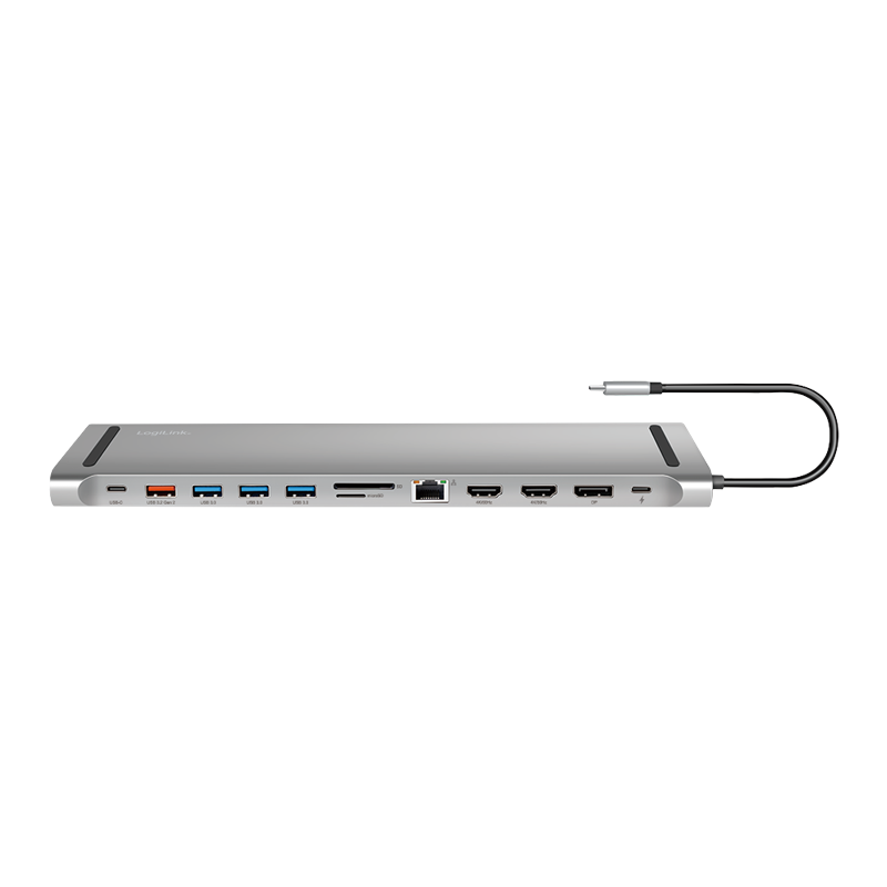 USB 3.2 Gen2-Docking-Station, USB-C, 12-Port, PD, Silber