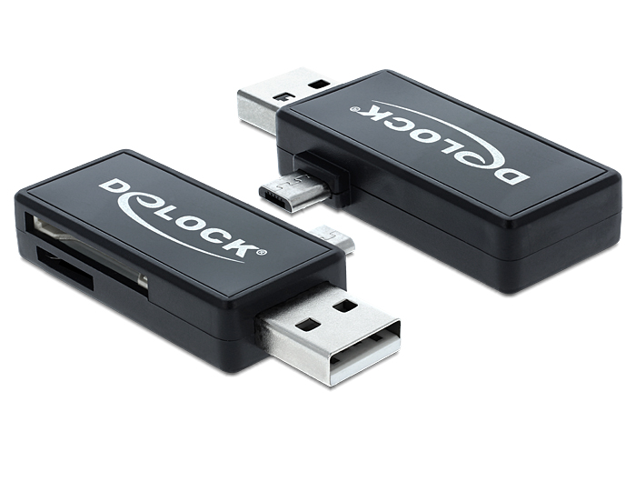 Micro USB OTG Card Reader + USB A Stecker, Delock® [91731]