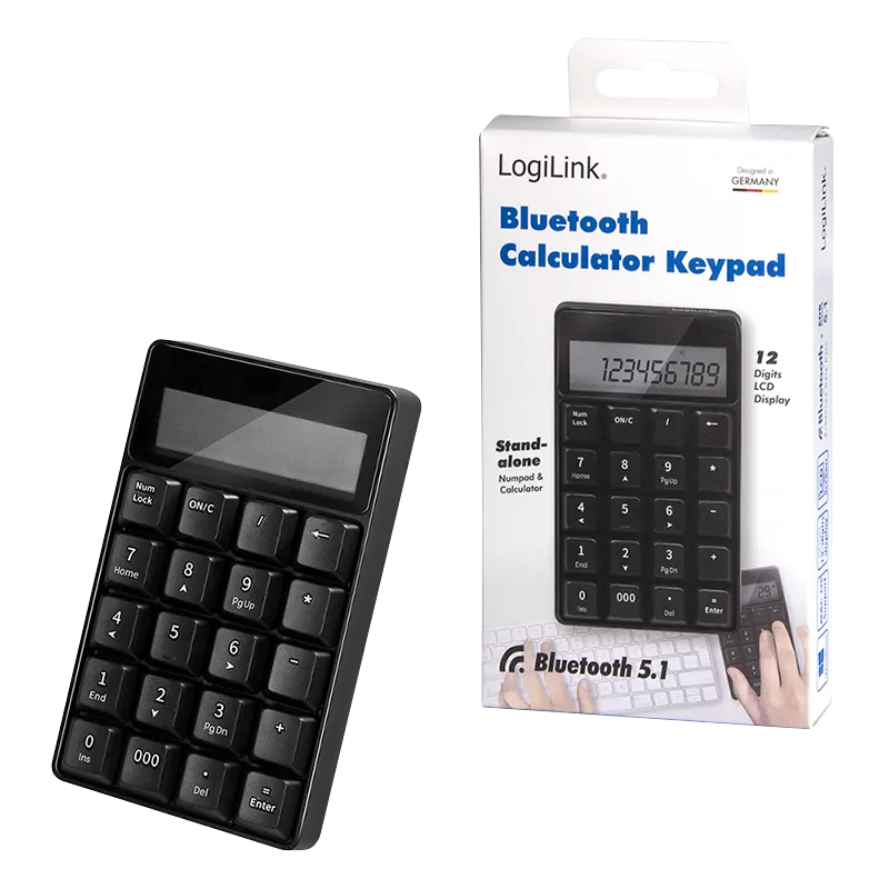 Kabelloses Keypad mit Taschenrechner, Bluetooth V5.1, schwarz