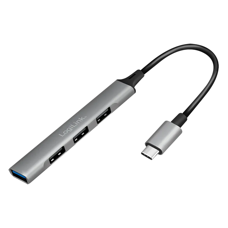 USB 3.2 Gen1 Type C, 4-Port Slim-Hub, mit Aluminiumgehäuse