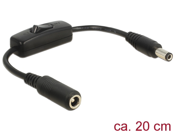 Kabel USB Typ-A Stecker zu 2 x DC 5,5 x 2,1 mm Buchse mit Schalter