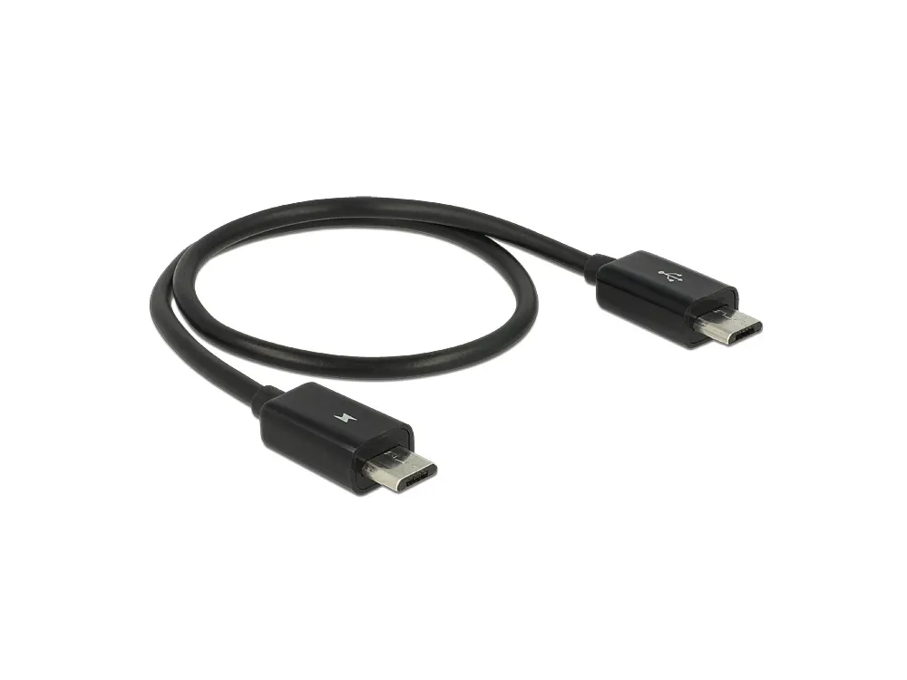 Power Sharing Kabel USB 2.0 Micro Stecker B an Micro USB-B Stecker OTG, schwarz, 0,3m, Delock® [8357