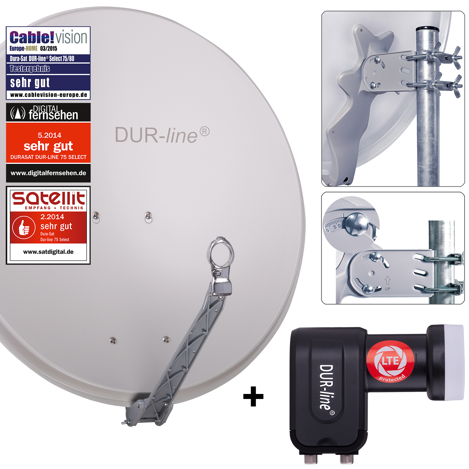 DUR-line Select 75 G + +Ultra Twin LNB - 2 Teilnehmer Set