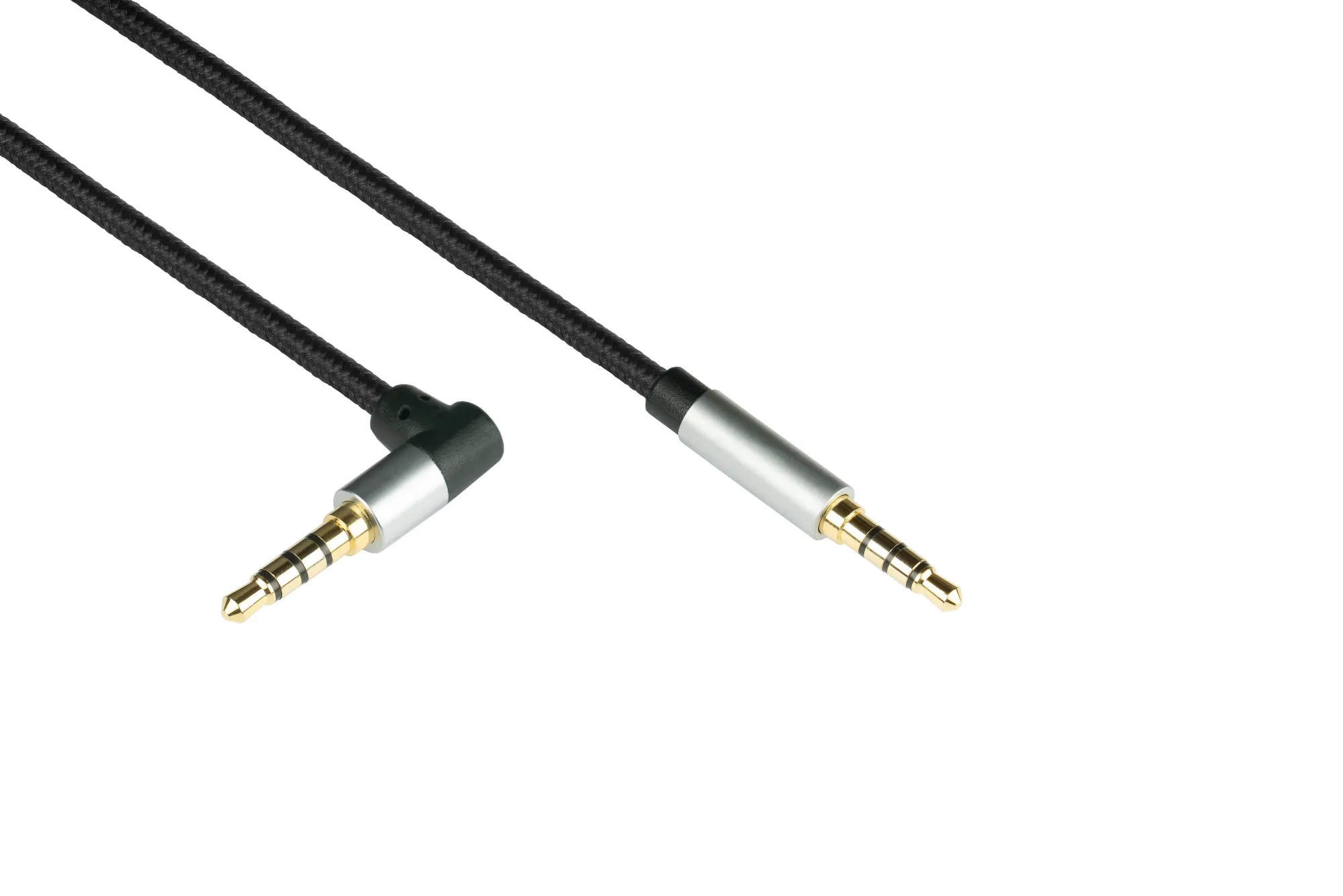 Audio Anschlusskabel High-Quality, 4-poliger 3,5mm Klinkenstecker an Klinkenstecker gewinkelt, Texti