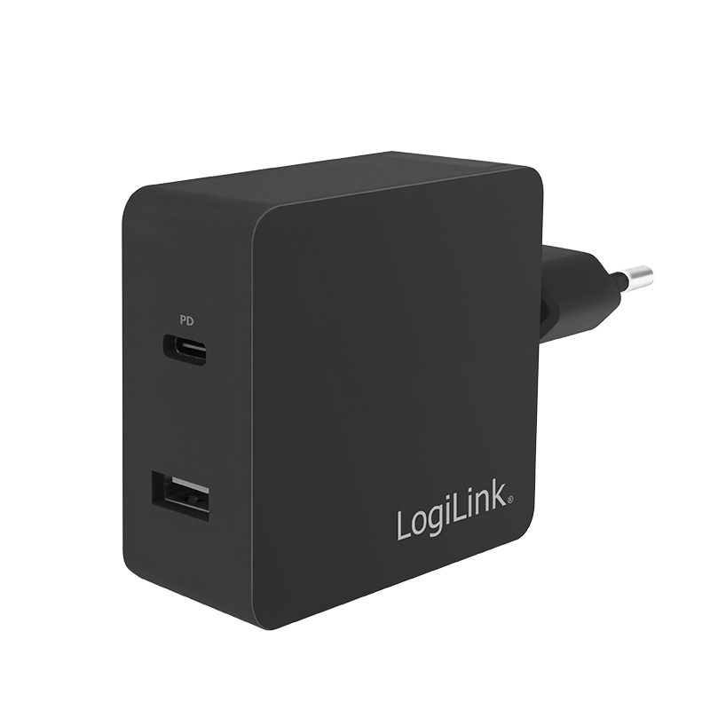USB Steckdosenadapter, 1x USB-C Port (PD) & 1x USB-A Port, 45W