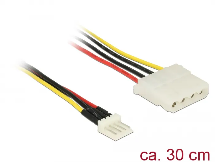 Kabel Power Floppy 4 Pin Stecker an Molex 4 Pin Buchse, 0,3 m, Delock® [85457]