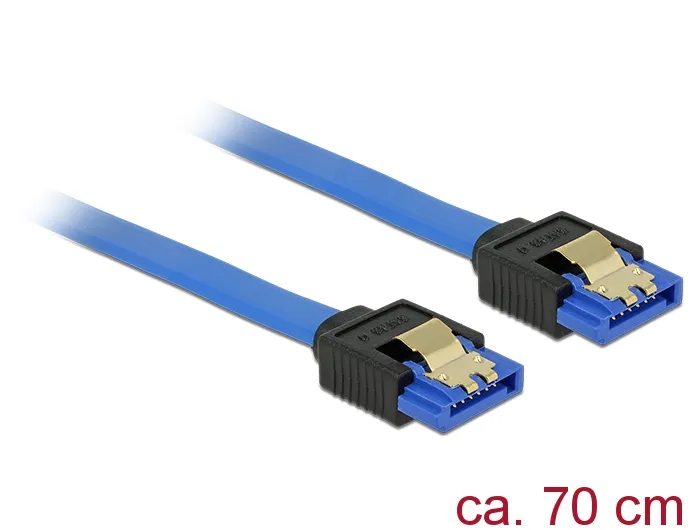 Kabel SATA 6 Gb/s Buchse gerade an SATA Buchse gerade, mit Goldclips, blau, 0,7m, Delock® [84980]
