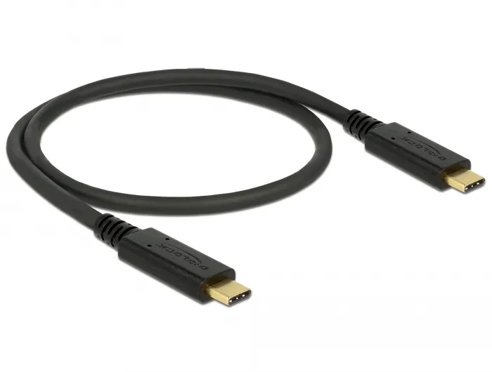 USB 3.1 Gen.2 (10 Gbps) Kabel, USB-C™ Stecker an USB-C™ Stecker, 3A E-Marker, schwarz, 0,5m , Delock
