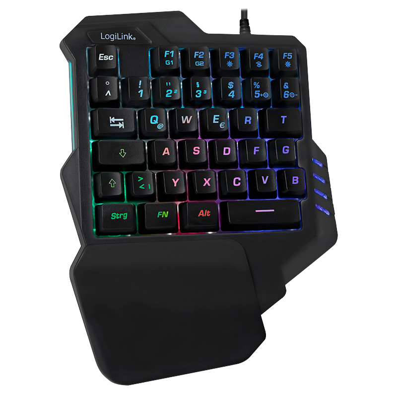 Beleuchtete Einhand-Gaming Tastatur, schwarz Beleuchtete Einhand-Gaming Tastatur, schwarz