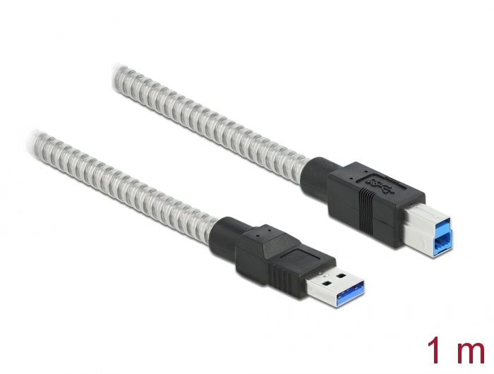 USB 3.2 Gen 1 Kabel Typ-A Stecker zu Typ-B Stecker mit Metallmantel 1 m, Delock® [86778]