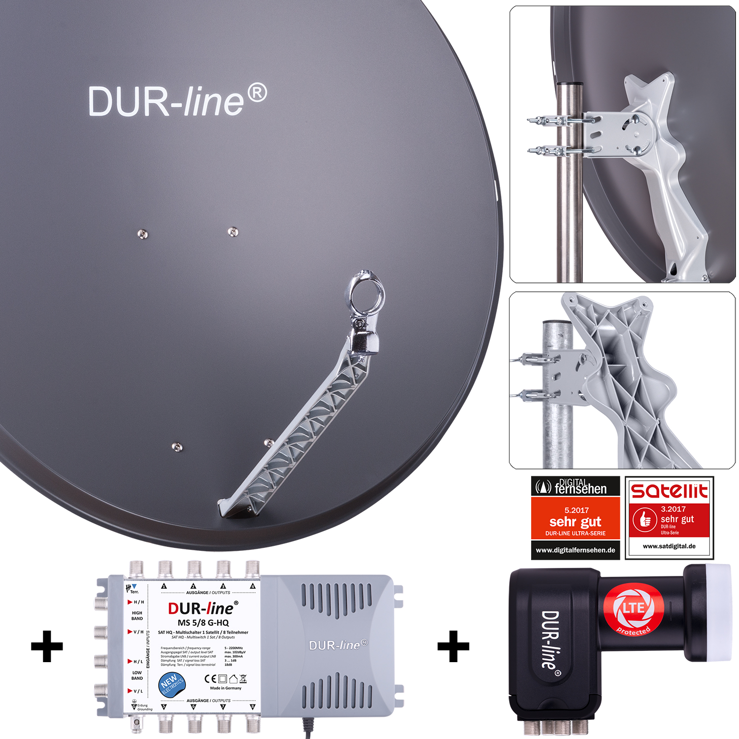 DUR-line Select 85/90 A + MS5/8 + LNB - 8 Teilnehmer Set