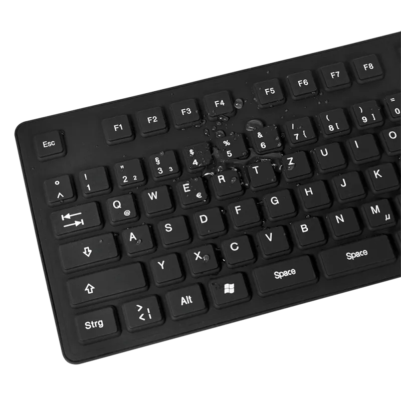 Tastatur Flexibel Wasserfest USB + PS/2, schwarz
