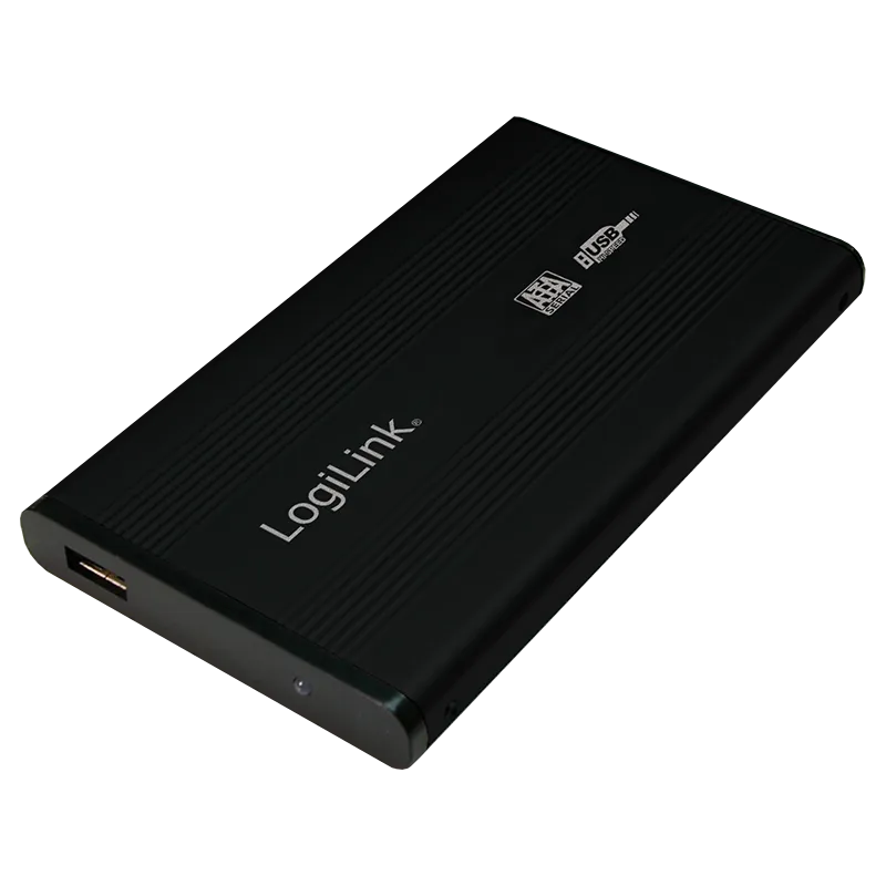 Festplattengehäuse 2,5", SATA, USB 2.0, Alu, schwarz