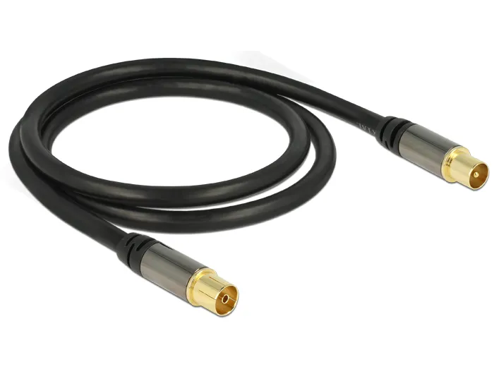 Antennenkabel IEC Stecker an IEC Buchse RG-6/U 1 m schwarz, Delock® [88922]