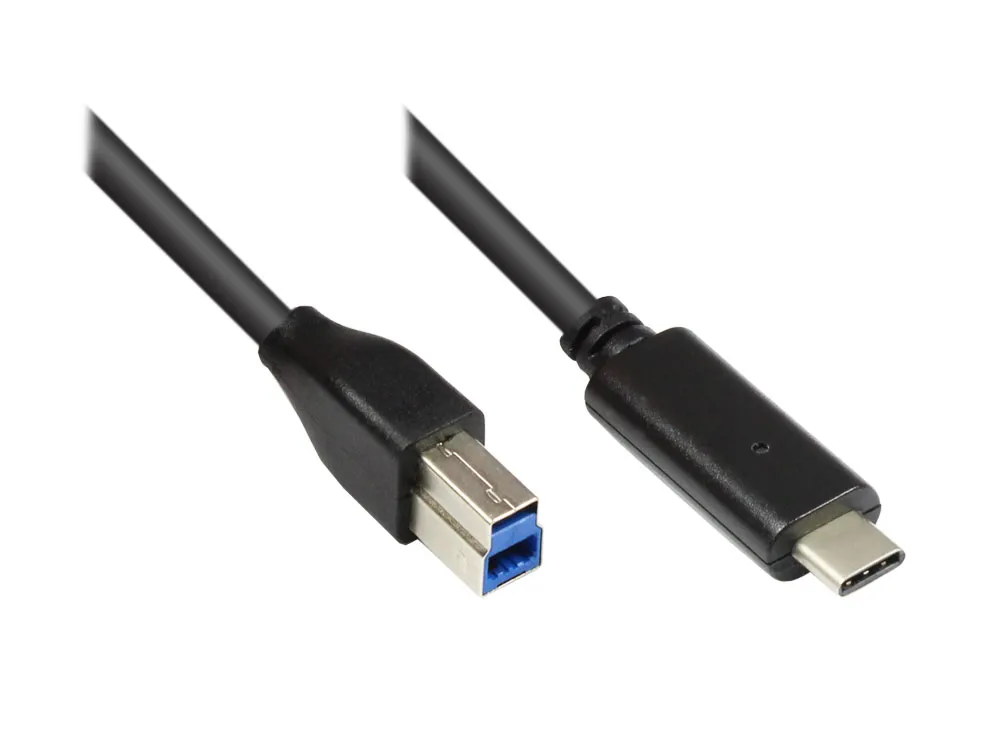 Anschlusskabel USB 3.0, USB-C-Stecker an USB 3.0 B Stecker, schwarz, 1m, Good Connections®