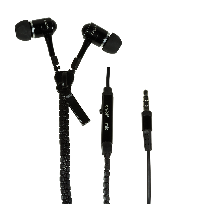 Zipper Stereo In-Ear Headset mit Fernbedienung, schwarz