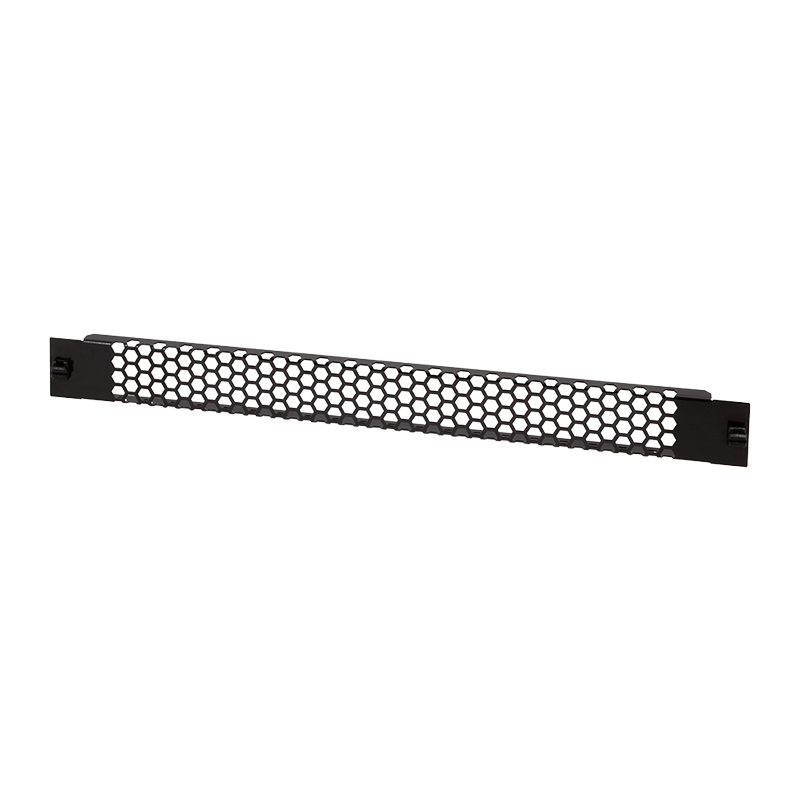 19" Werkzeugloses Blindpanel, perforiert, 1 HE, schwarz