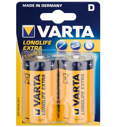 Varta® Batterie (4120) Longlife (Alkali Mono) LR 20 VLL (D) 1,5V, 2er Pack in Blister