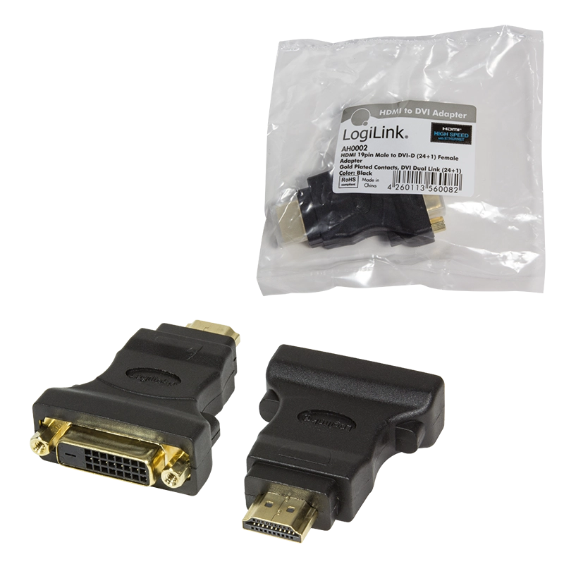 HDMI-Adapter, A/M zu DVI-D/F, 1080p, schwarz